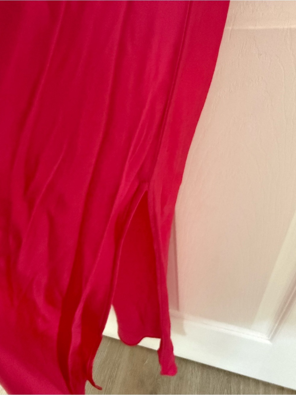 NWT Zara Fuchsia Satin Wrap Maxi Slip Dress Ruched Side Medium - Picture 9 of 13
